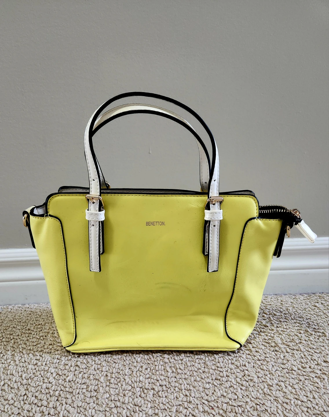 Benetton Yellow Tote Bag with Adjustable Strap