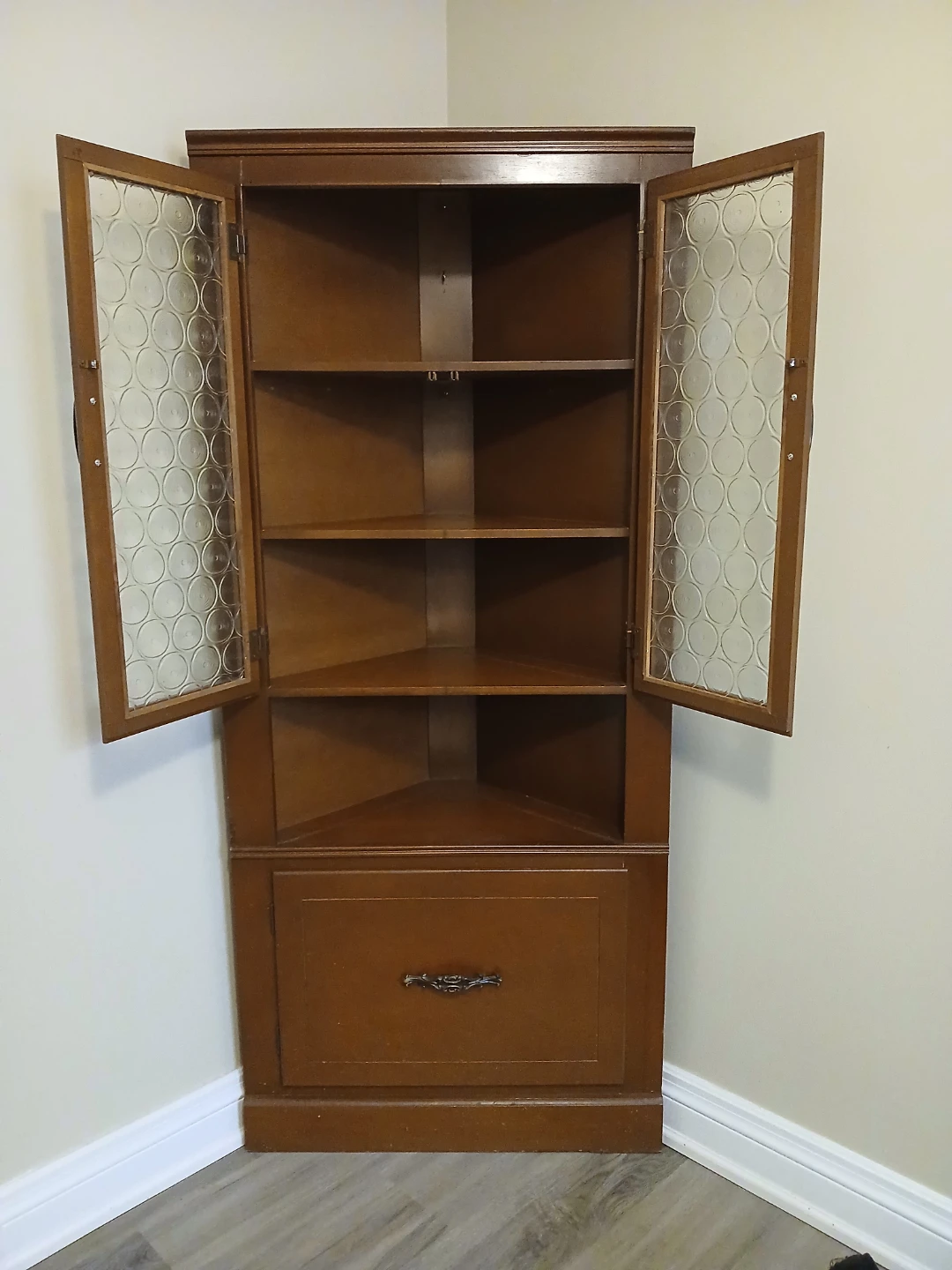 Wooden Corner Cabinet with Glass Doors