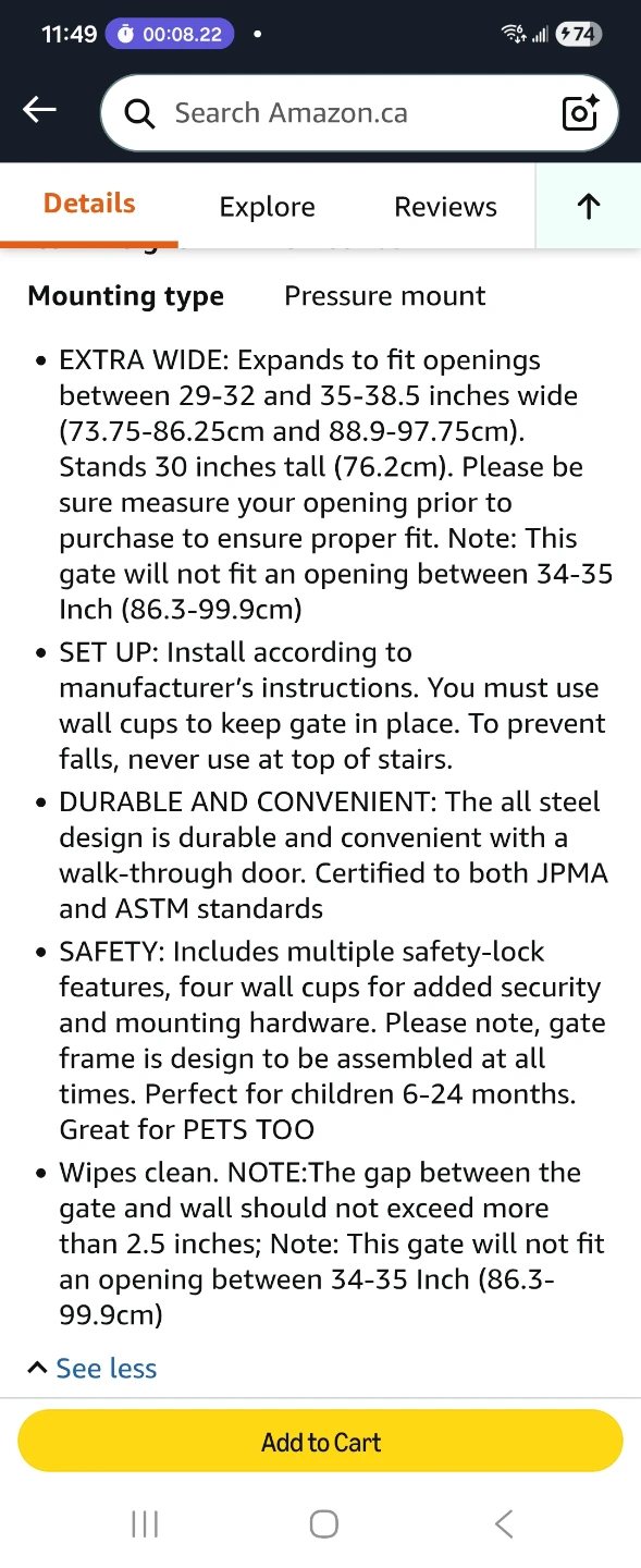 Regalo Safety Gate- 29-38.5 inches wide - photo 5