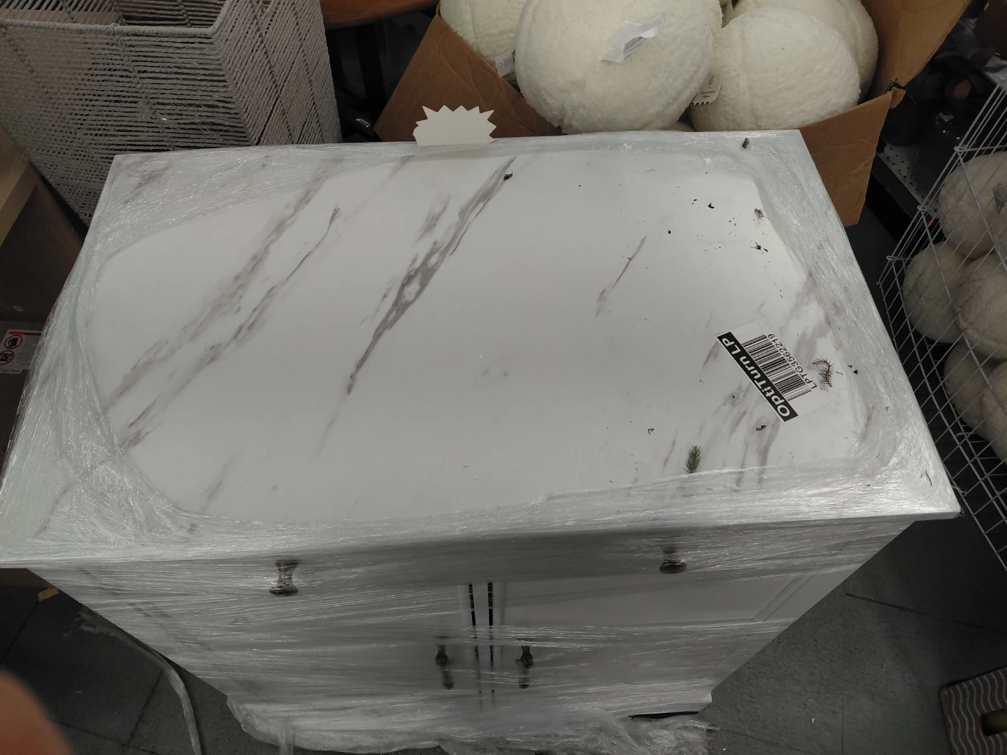 White Vanity Cabinet with Marble Top - photo 2