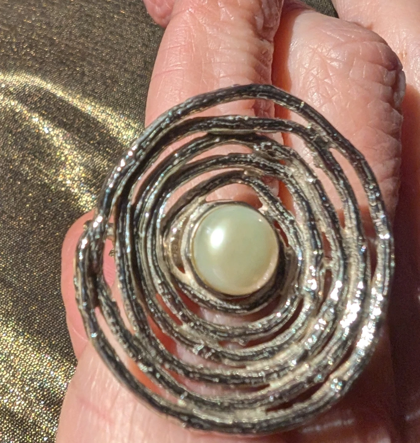 Silver Ring with Pearl size 7 - photo 2