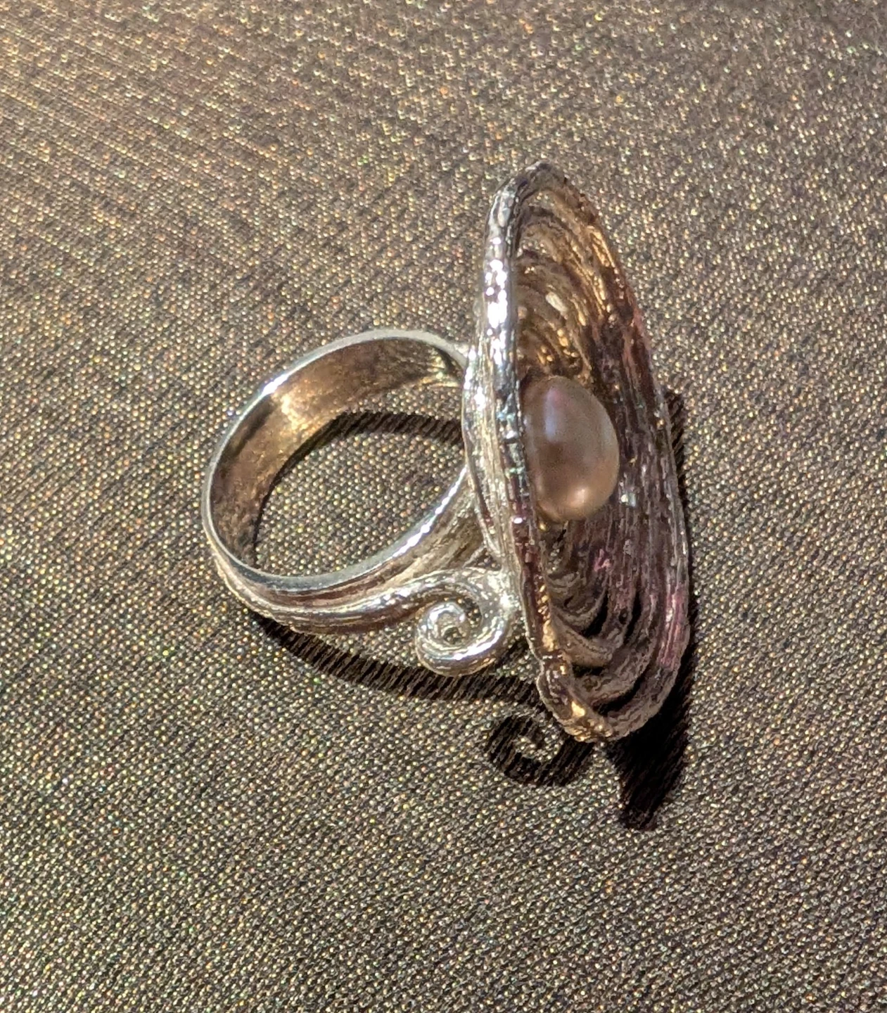Silver Ring with Pearl size 7 - photo 5