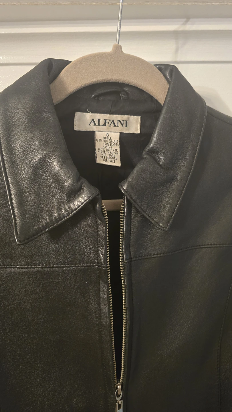 Alfani Black Leather Jacket - Size S