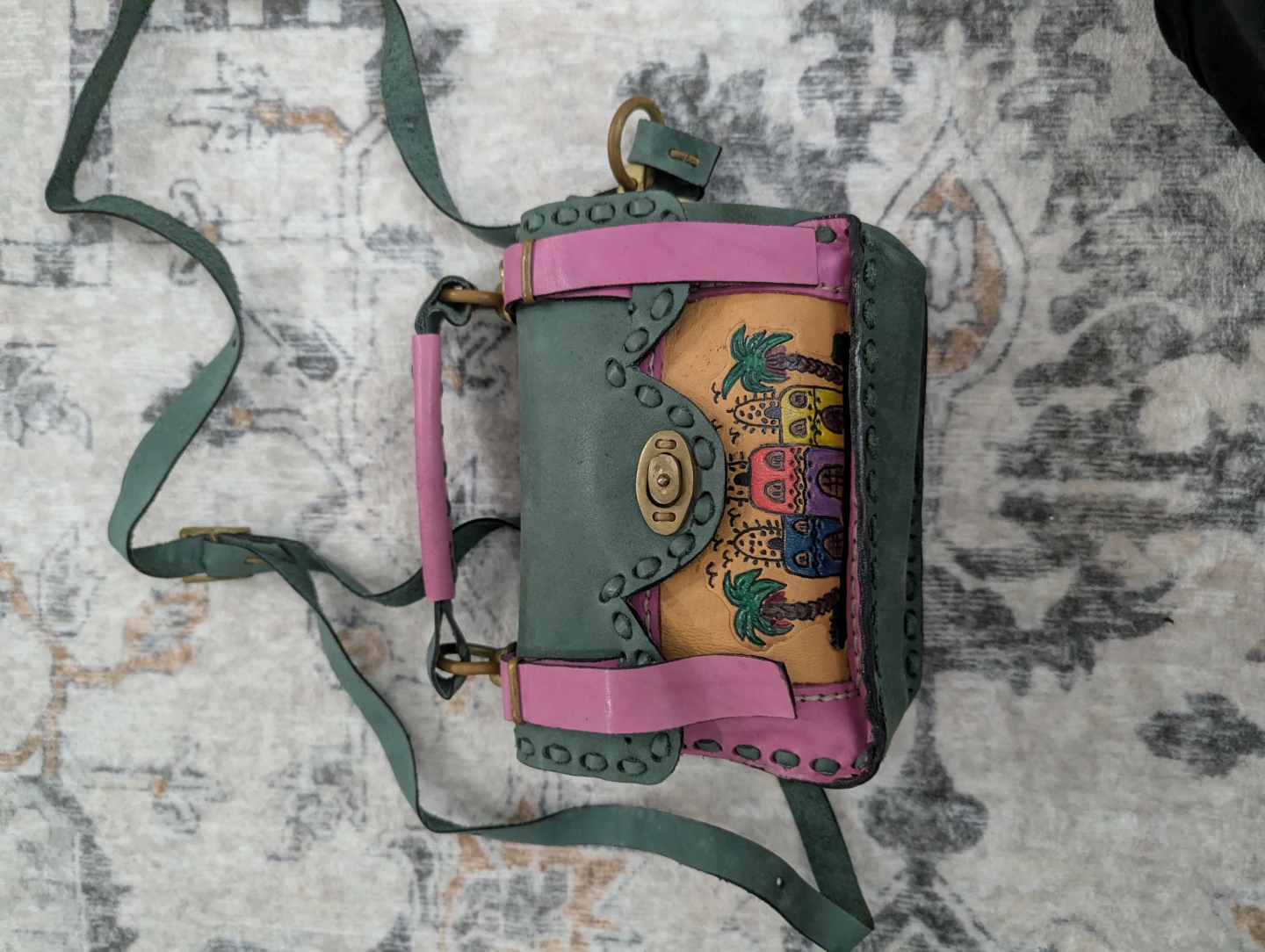 NEW Egyptian Handmade Leather Shoulder Bag with Embossed Design