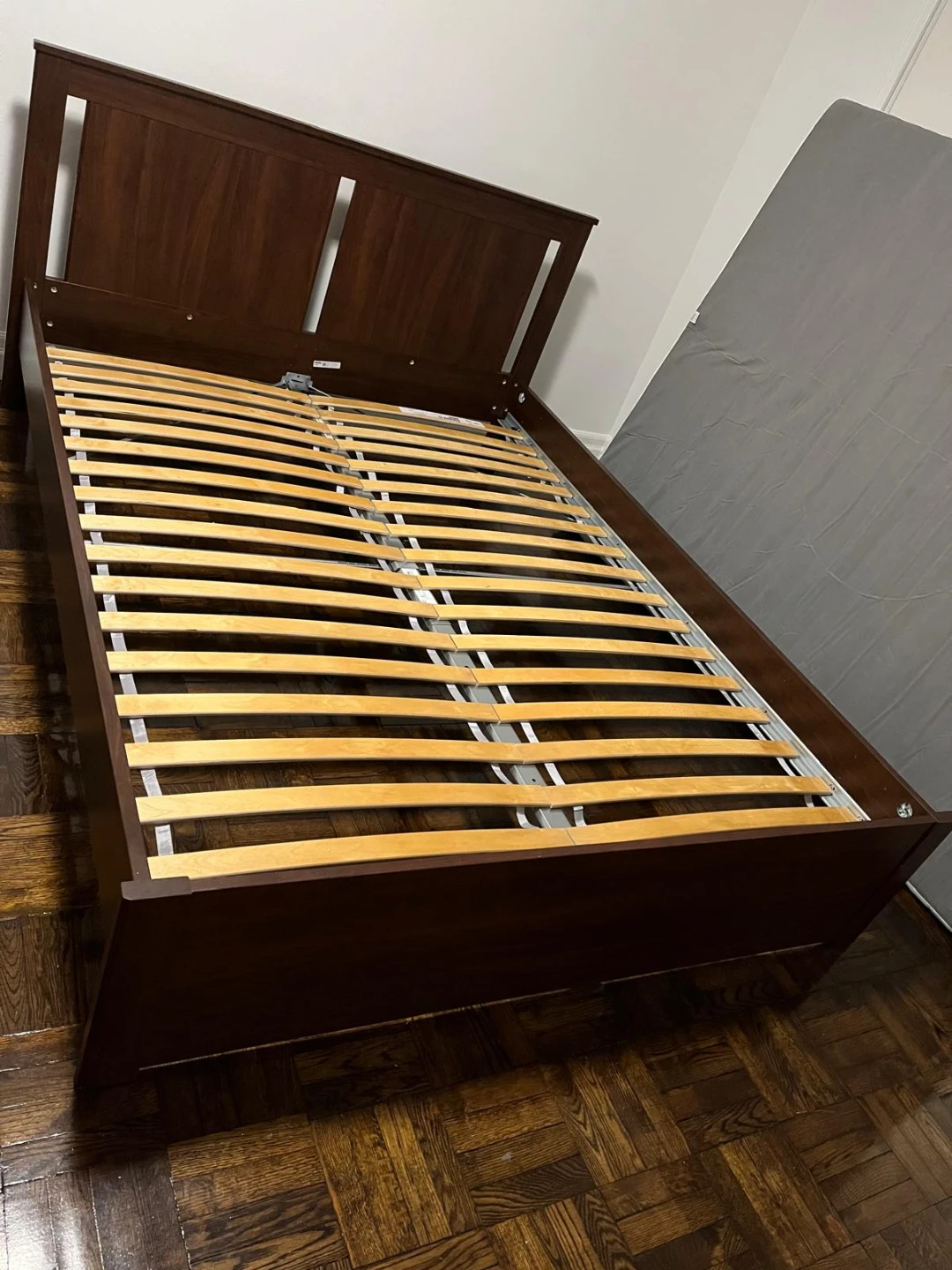Dark Brown Wooden Bed Frame - photo 2