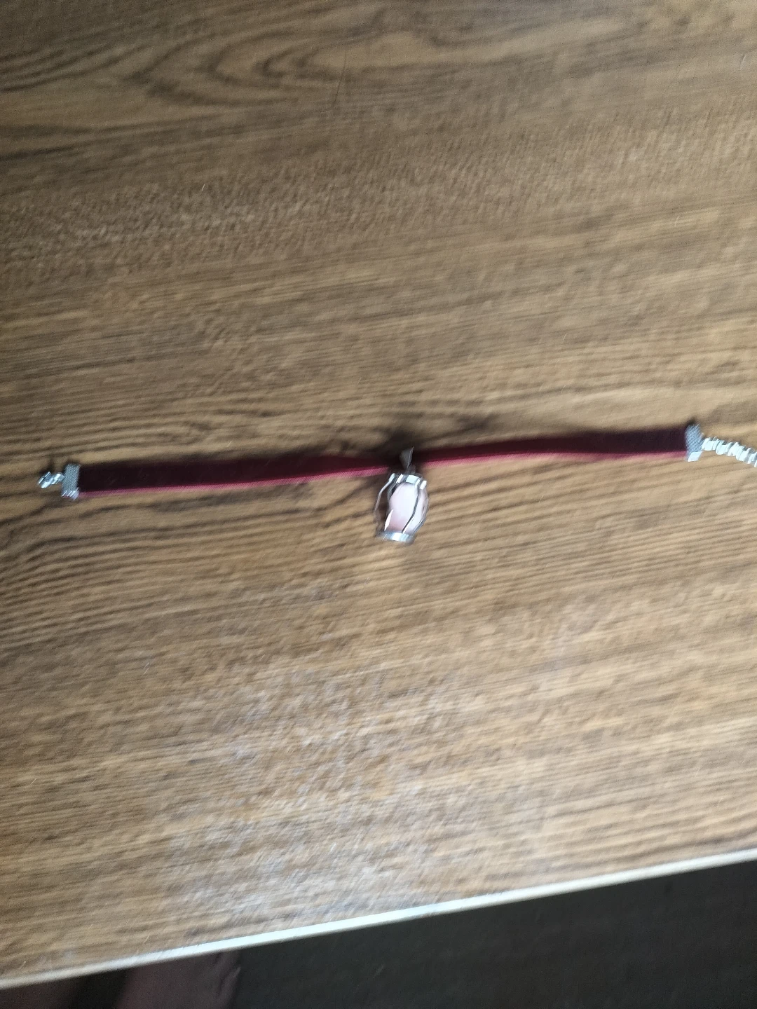 Velvet Choker Necklace with Rose Quartz Pendant - photo 2
