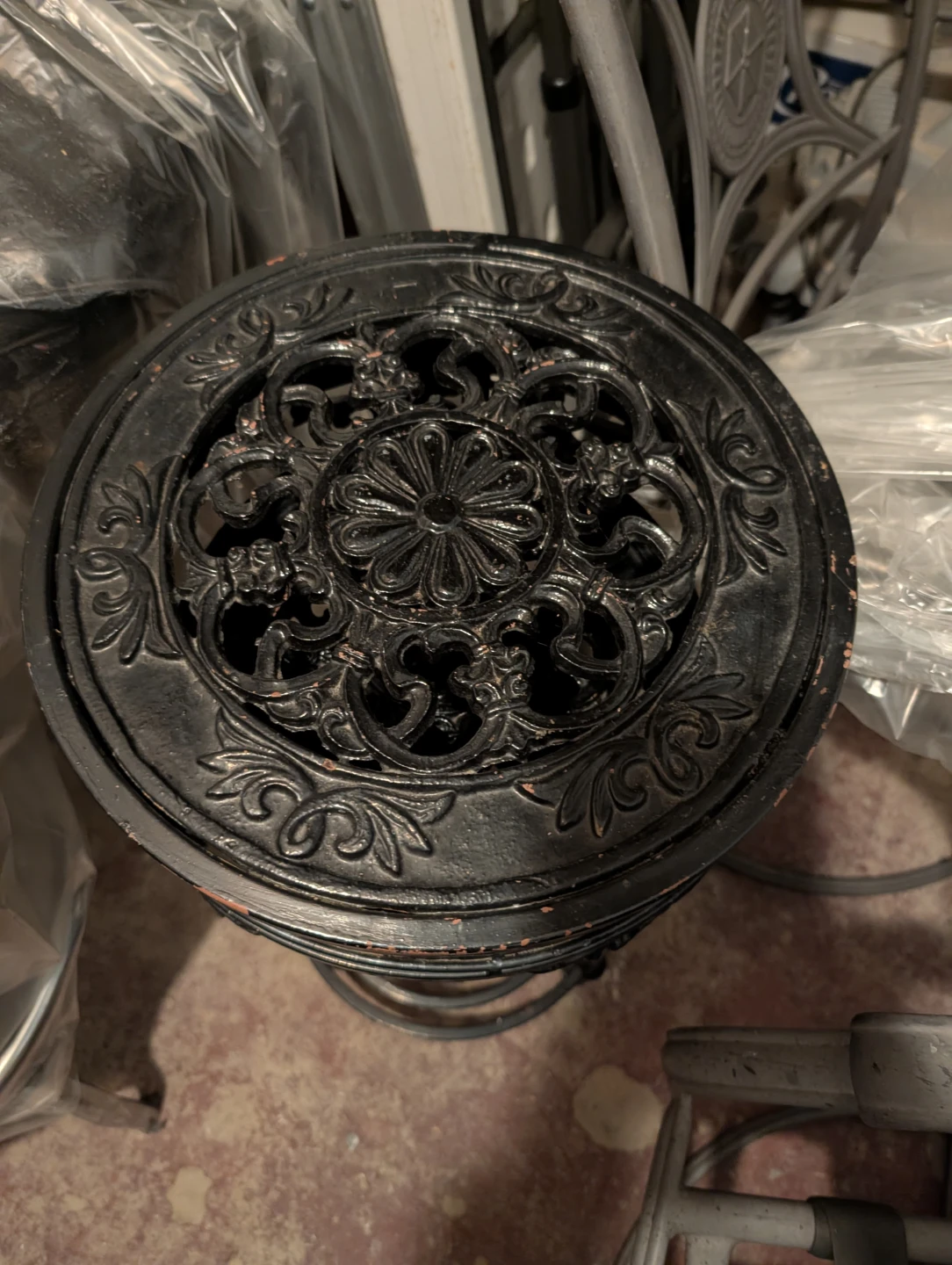 Set of 3 Black Ornate Metal Plant Stands - photo 3