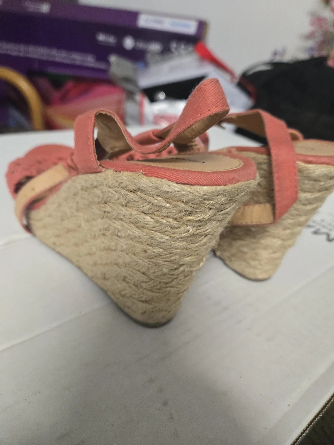 George Coral Wedge Sandals - Size 10🏆