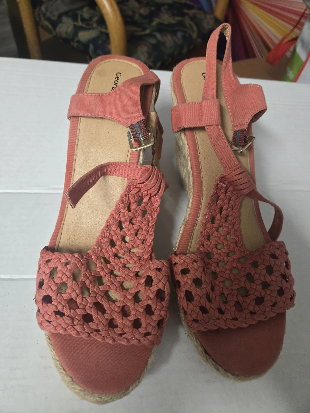 George Coral Wedge Sandals - Size 10🏆 - photo 2