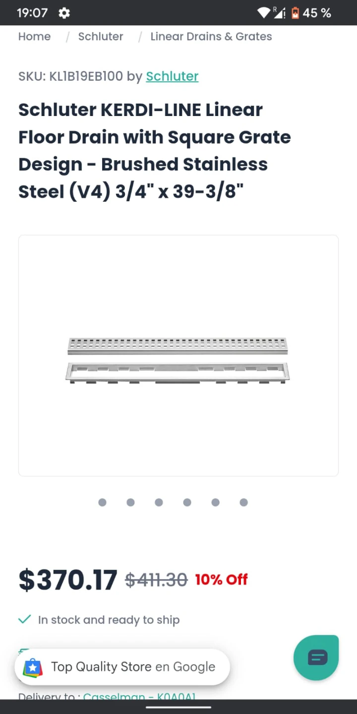 Schluter KERDI-LINE Linear Floor Drain Grate