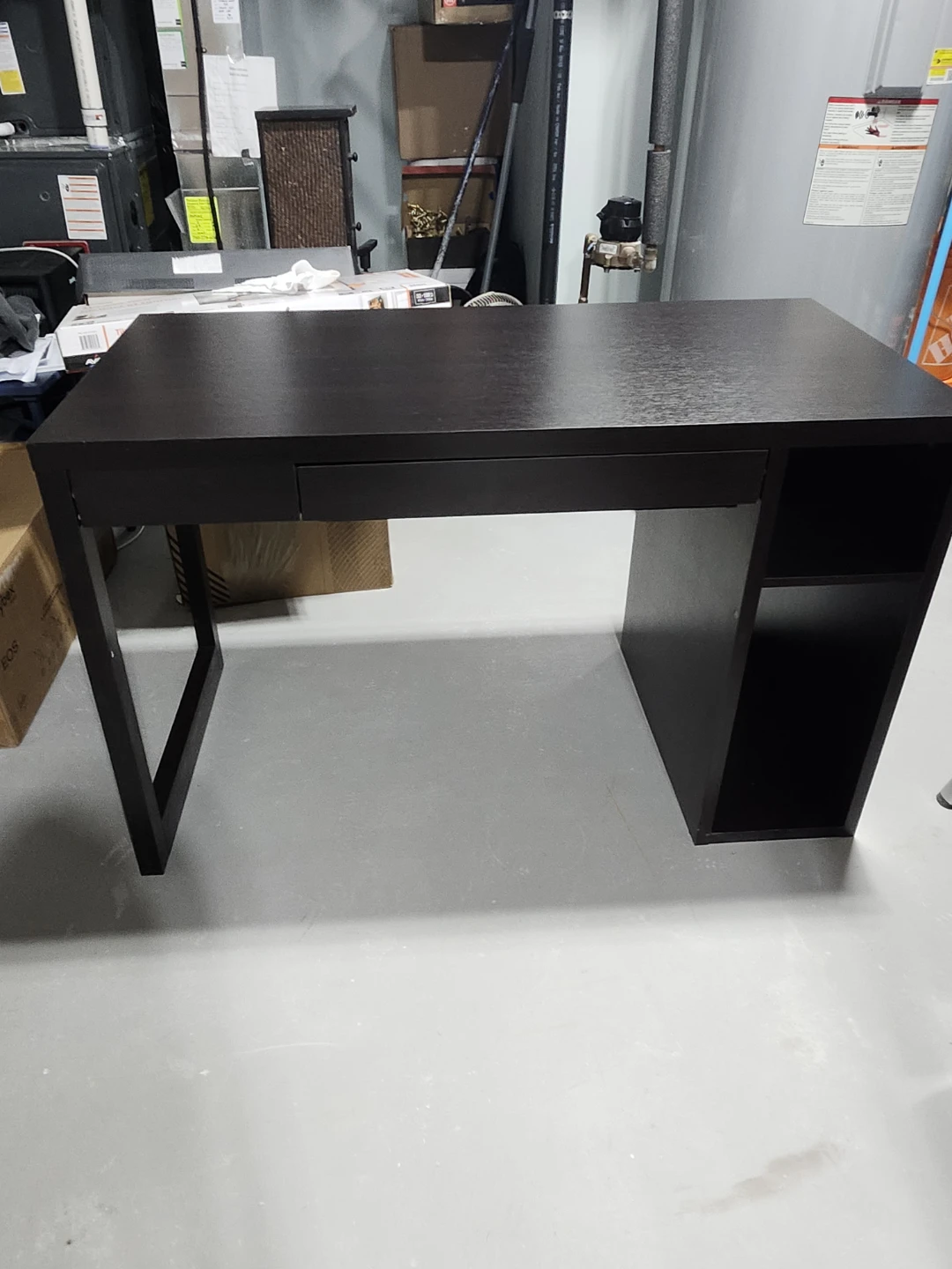 Dark Brown Desk with Drawer & Shelves