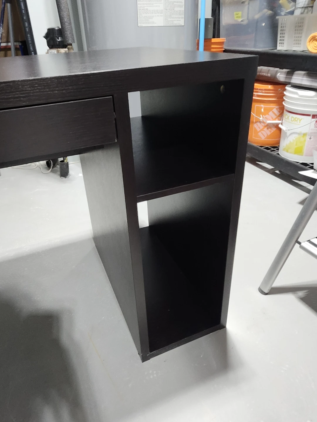 Dark Brown Desk with Drawer & Shelves - photo 2