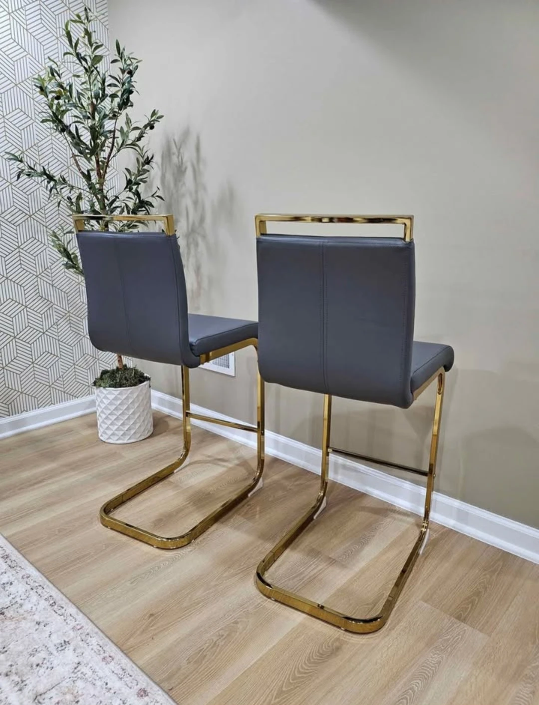Gray & Gold Bar Stools - Set of 2 - photo 3