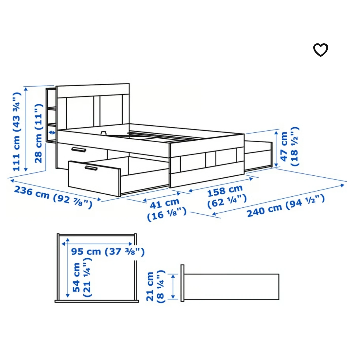 IKEA Brimnes Bed Frame with Storage - photo 5