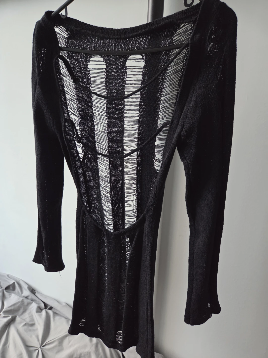 Black Ripped Knit Sweater Dress - photo 3