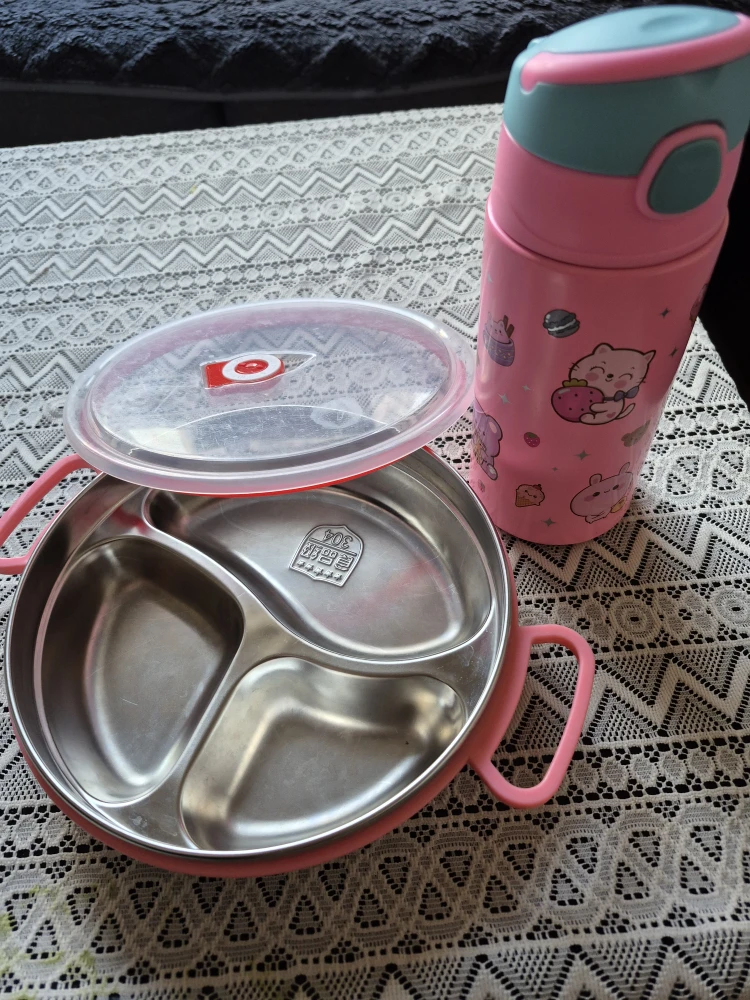 Steel sectional lunch box and bottle