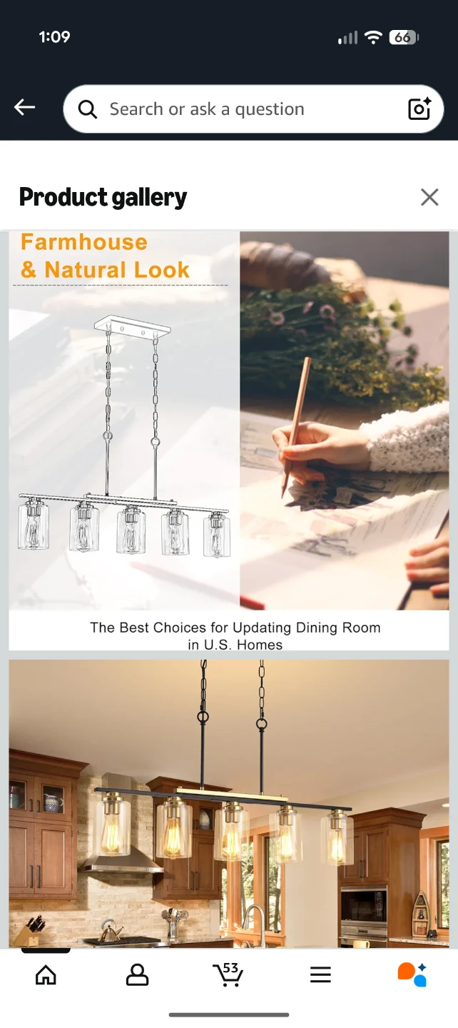 5-Light Farmhouse Linear Island Light Fixture - photo 5