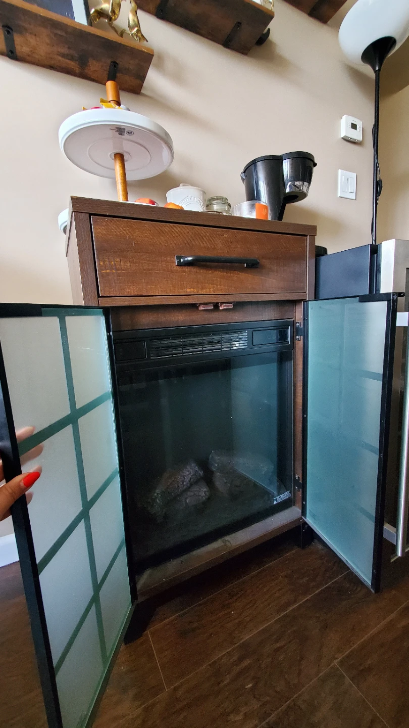 3 in 1 Bar Cabinet, Heater & Fireplace