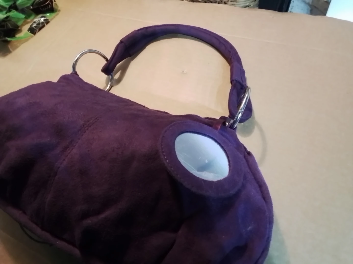 Vintage Suede Purple Avon Handbag Organizer Shoulder Bag 14x8" - photo 2