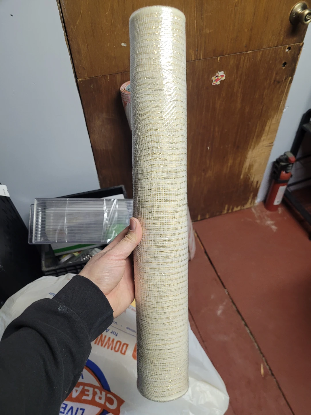 White and Gold Mesh Ribbon Roll - photo 2