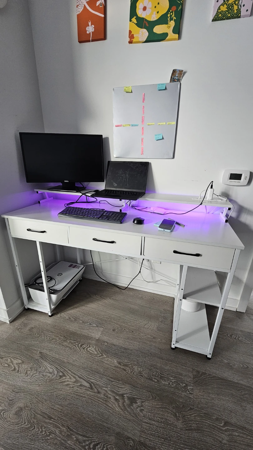 White Computer Desk with Shelves