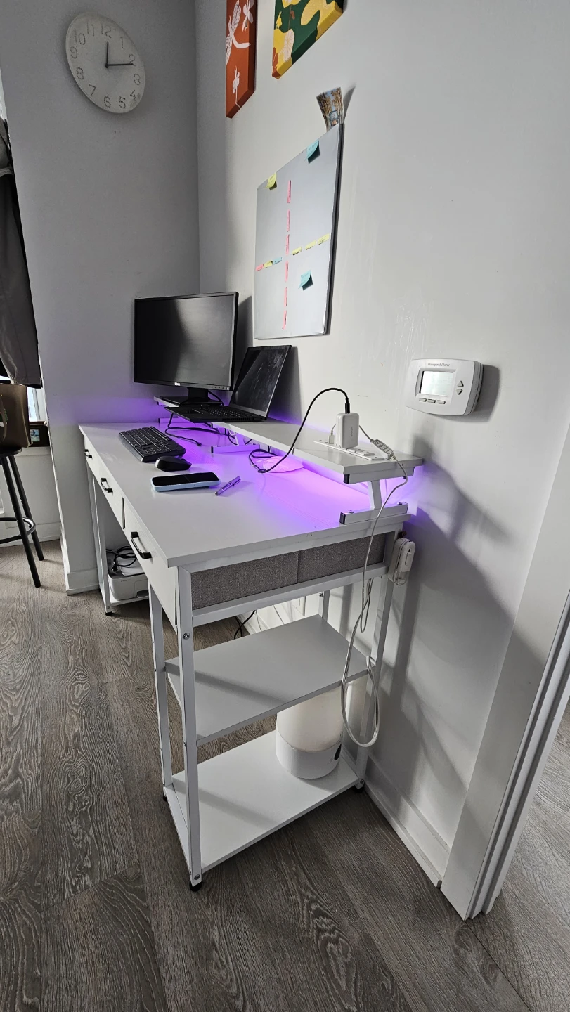 White Computer Desk with Shelves - photo 2