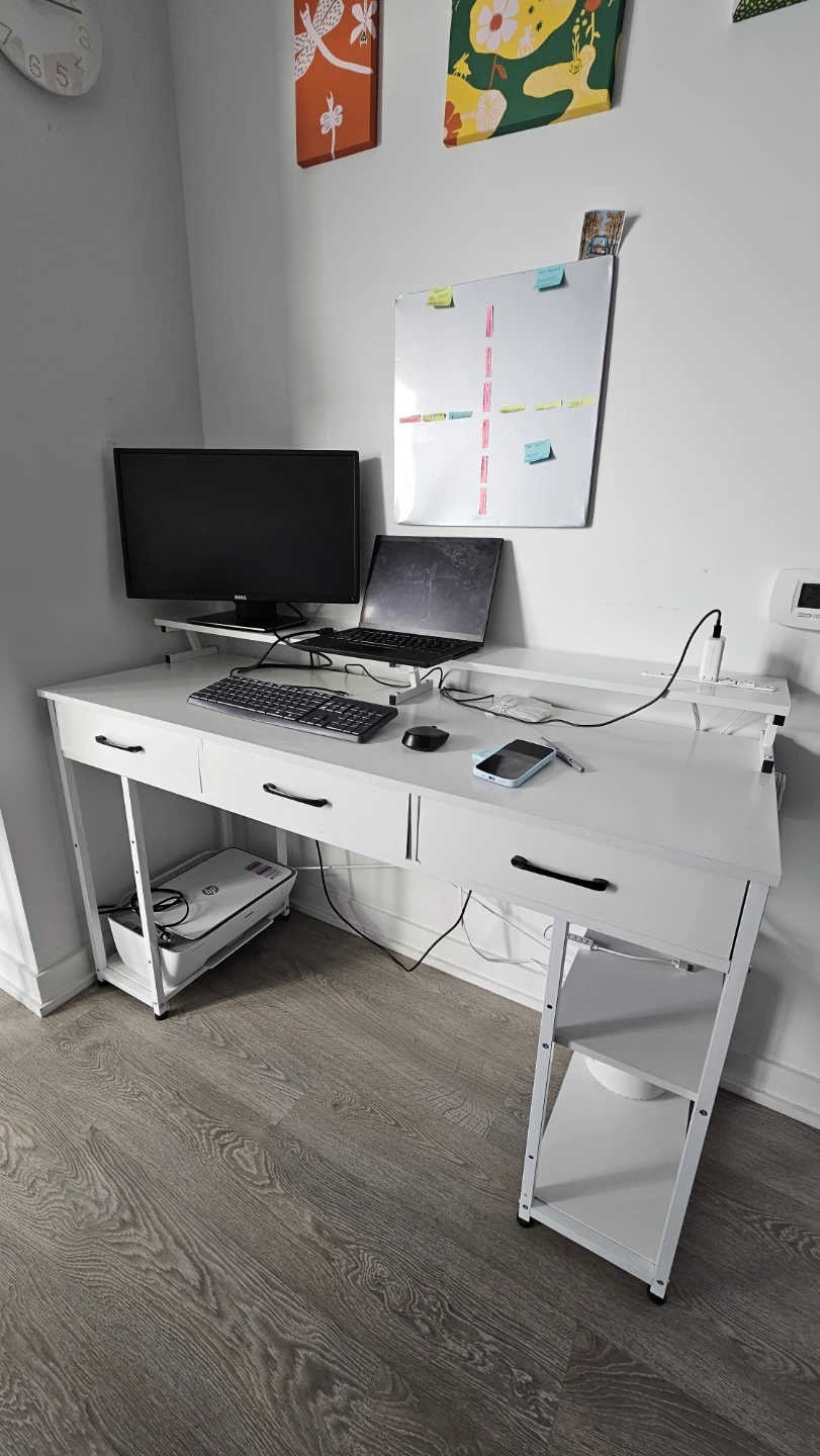 White Computer Desk with Shelves - photo 4