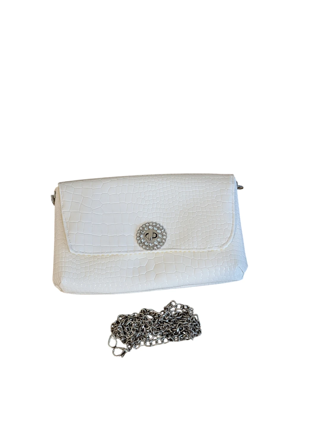 White Faux Croc Crossbody Bag - photo 2