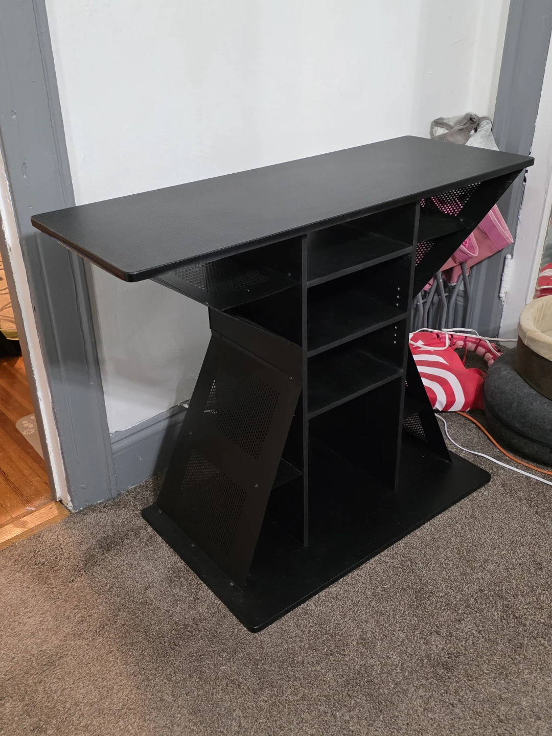 Black Modern Desk/Table with Shelves - photo 4