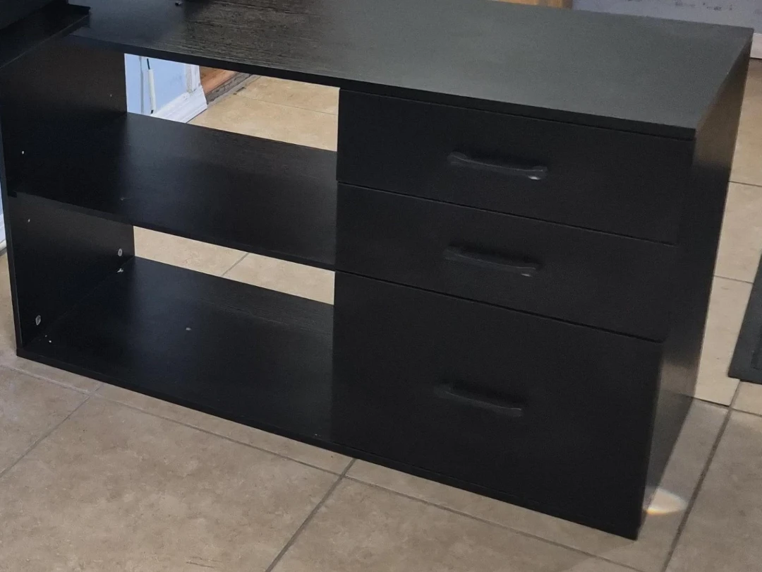 Black L-Shaped Gaming Desk with LED Lights - photo 2