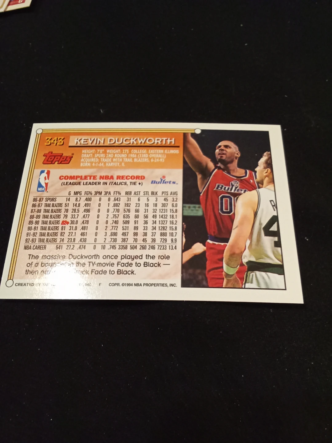 Lot of 3 Topps NBA Basketball Cards: Malone,  Duckworth - photo 3