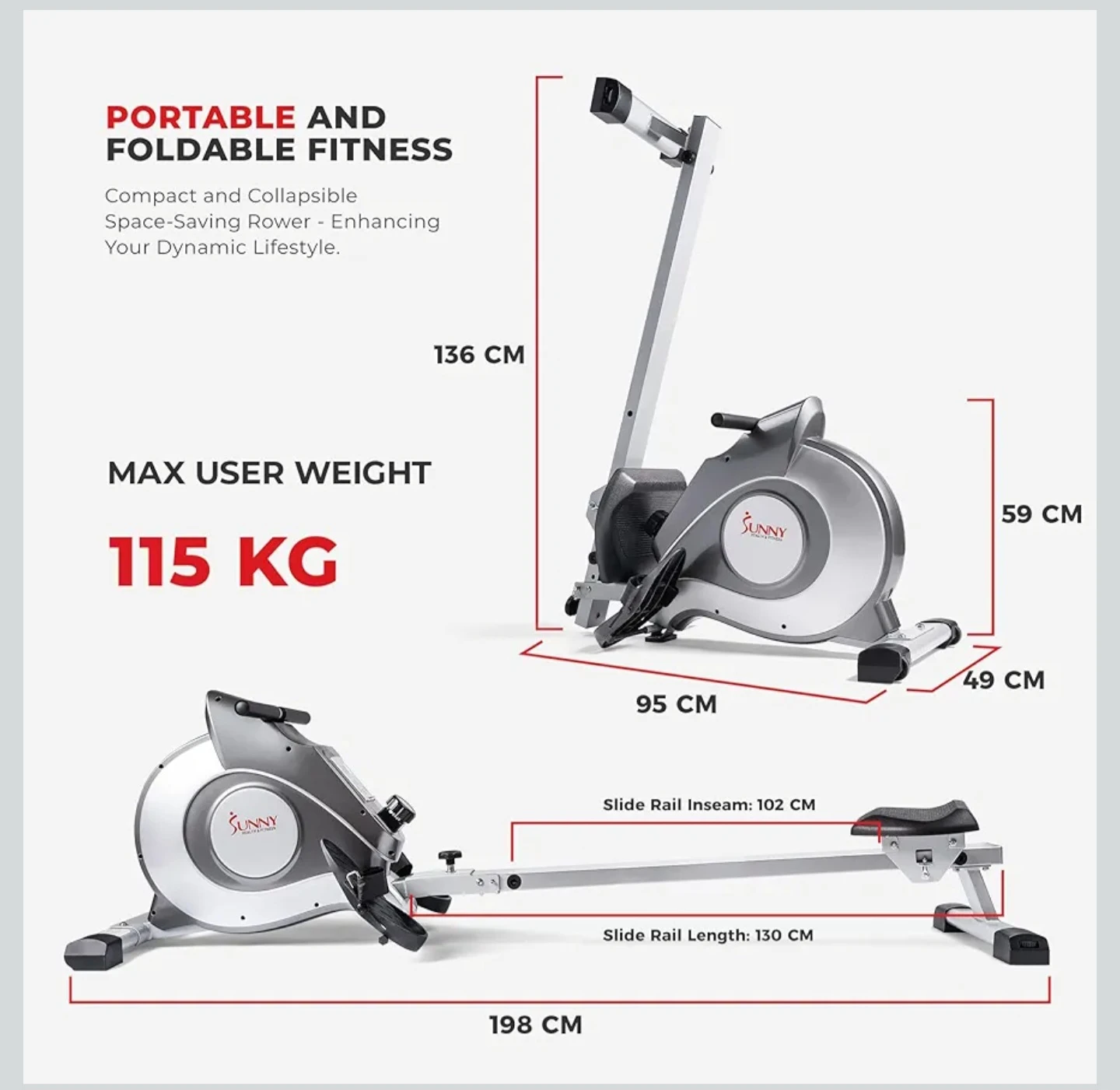 Sunny Health & Fitness Foldable Rowing Machine