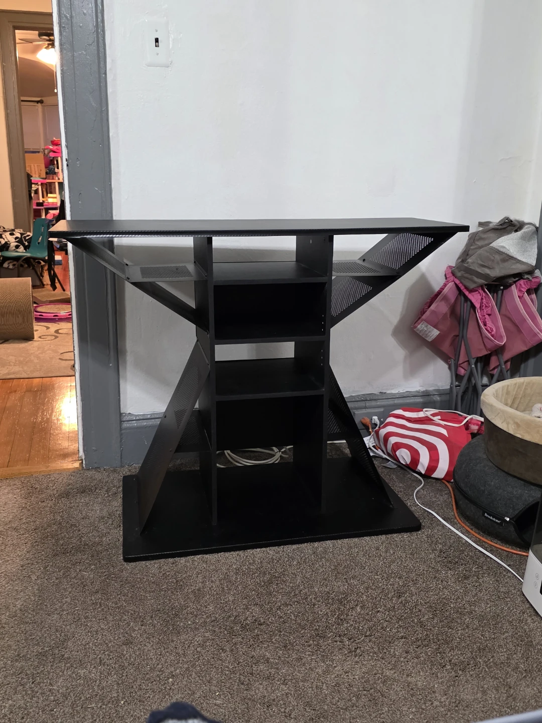 Black Modern Desk/Table with Shelves