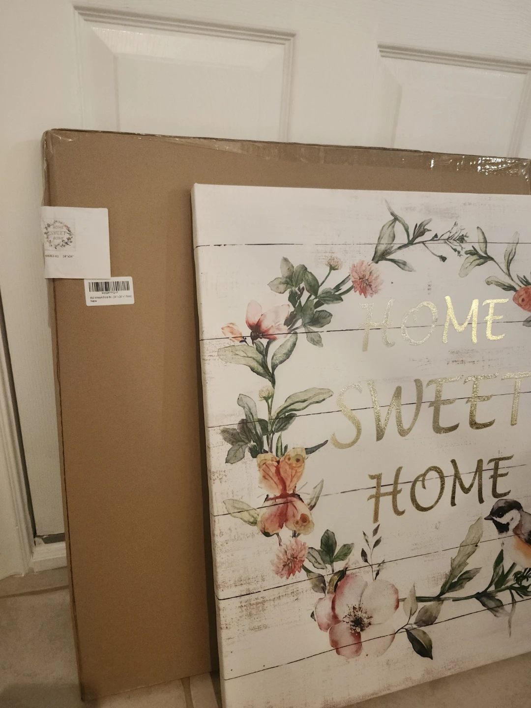 Home Sweet Home Wall Art with Floral Wreath and Bird - photo 4