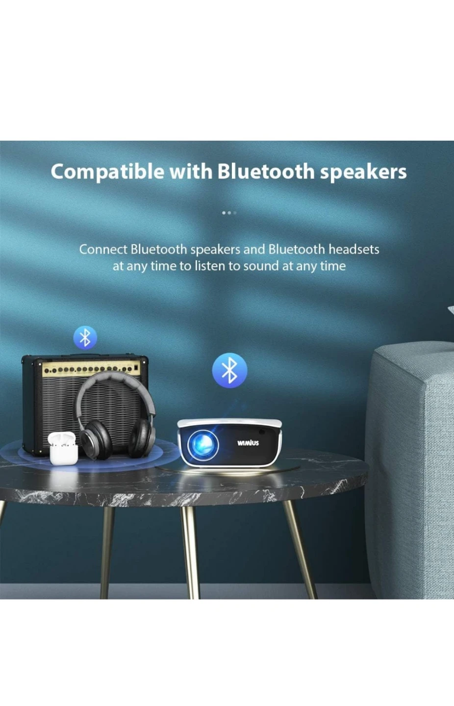 Wimius Projector - 1080p, Bluetooth Compatible - photo 2