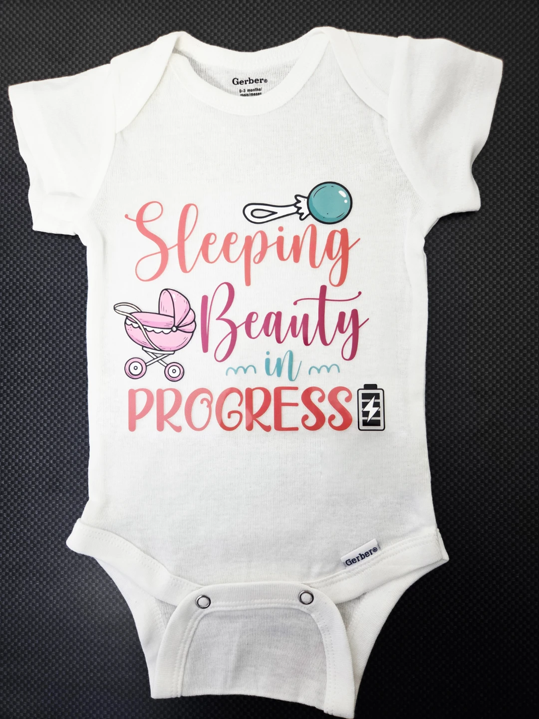 Custom Sleeping Beauty in Progress Onesie, 0-3 Months