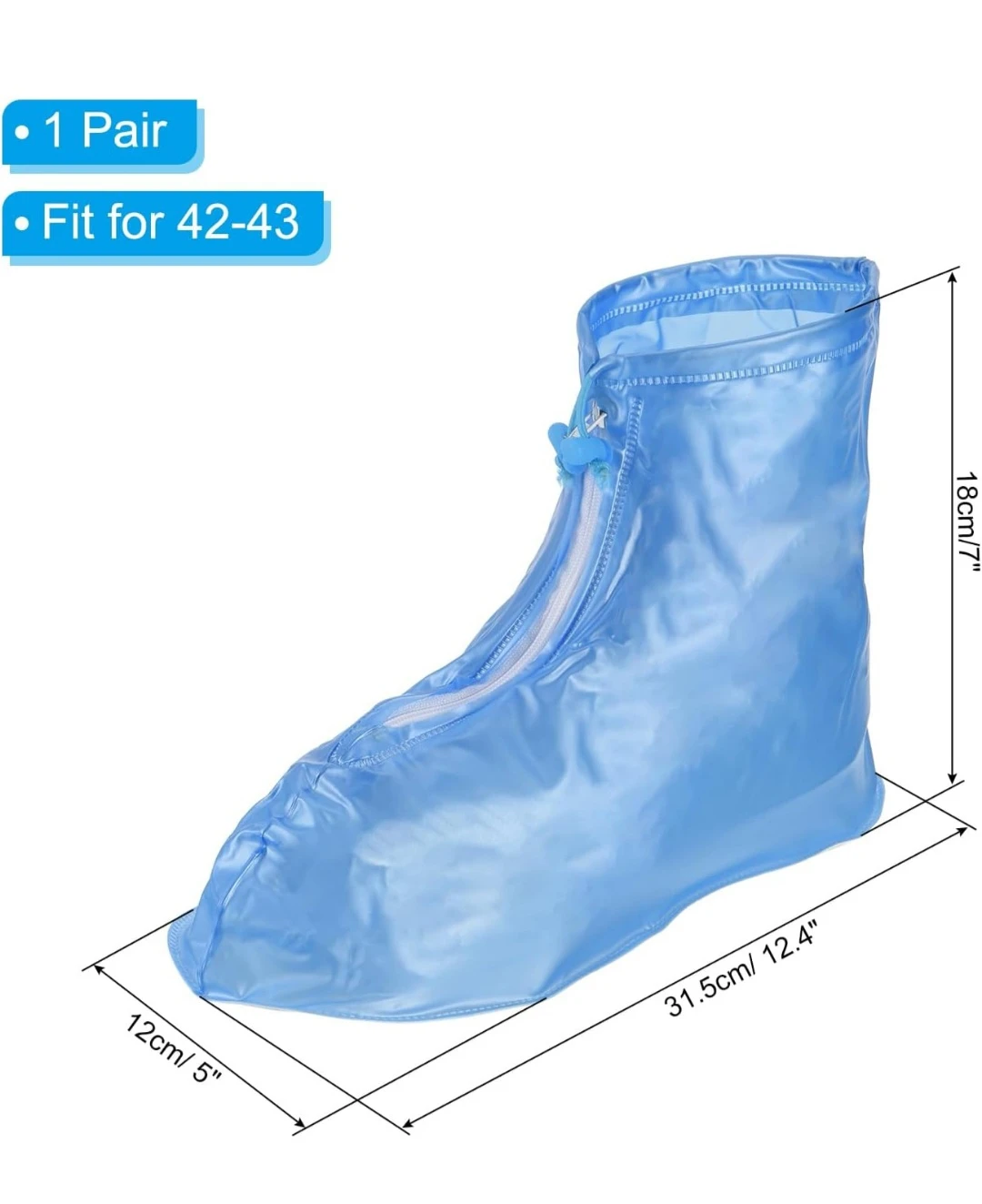 Blue PVC Waterproof Shoe Covers - XXL