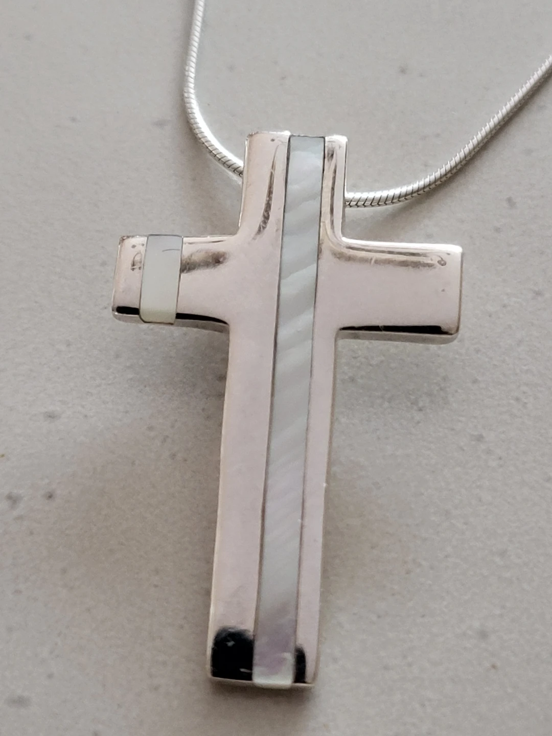 FNA Italy 925 Sterling Silver & Mother of Pearl Cross Necklace