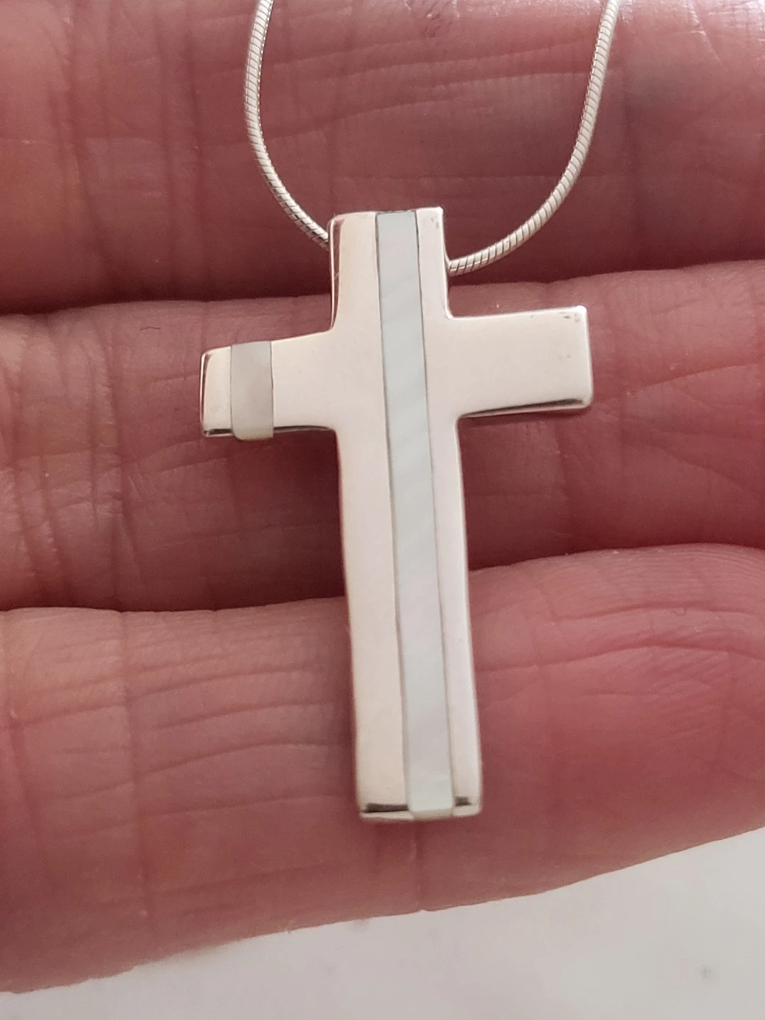 FNA Italy 925 Sterling Silver & Mother of Pearl Cross Necklace - photo 3