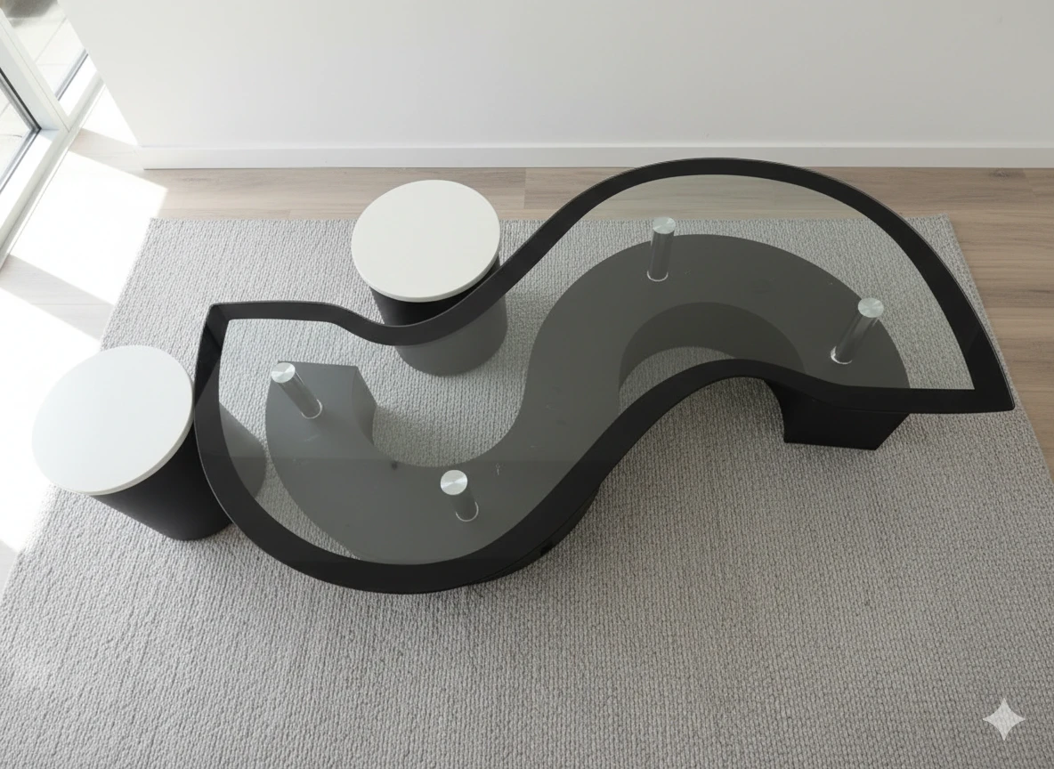 Modern Glass Coffee Table with Side Tables