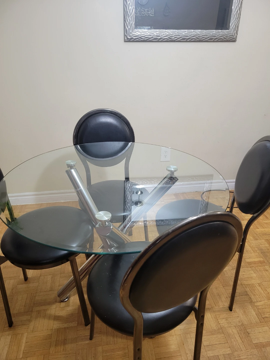 Glass Top Dining Table with 4 Black Chairs - photo 2