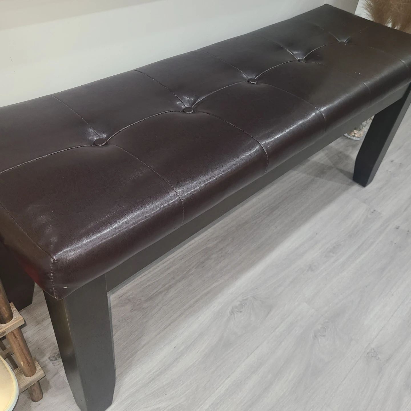 Brown Faux Leather Bench