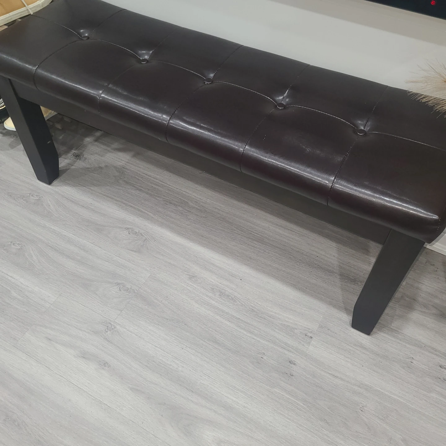 Brown Faux Leather Bench - photo 2