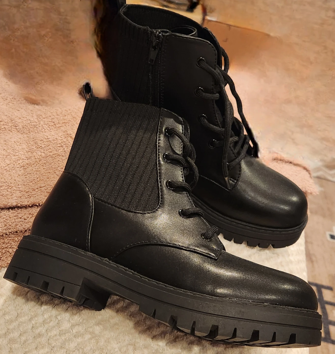 I.N.C. Girls  Black Combat Boots with Zipper and Laces - photo 2