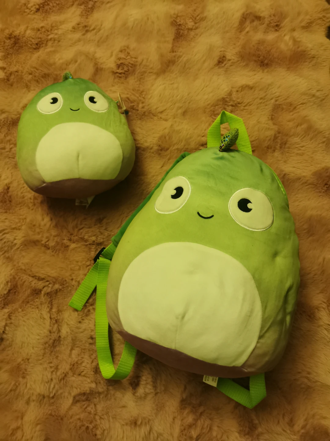 Squishmallow Green Dinosaur Backpack and plush