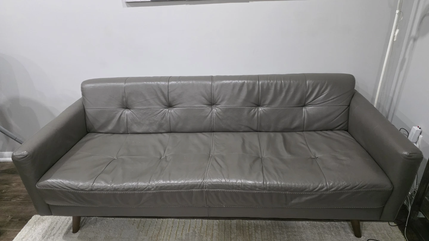 Grey Leather Sofa - Genuine leather