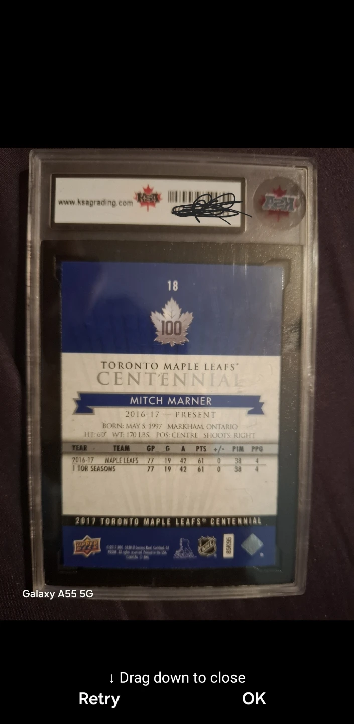 2017 UD Leafs Centennial Mitch Marner Card #18 (Graded 9 Mint) - photo 2