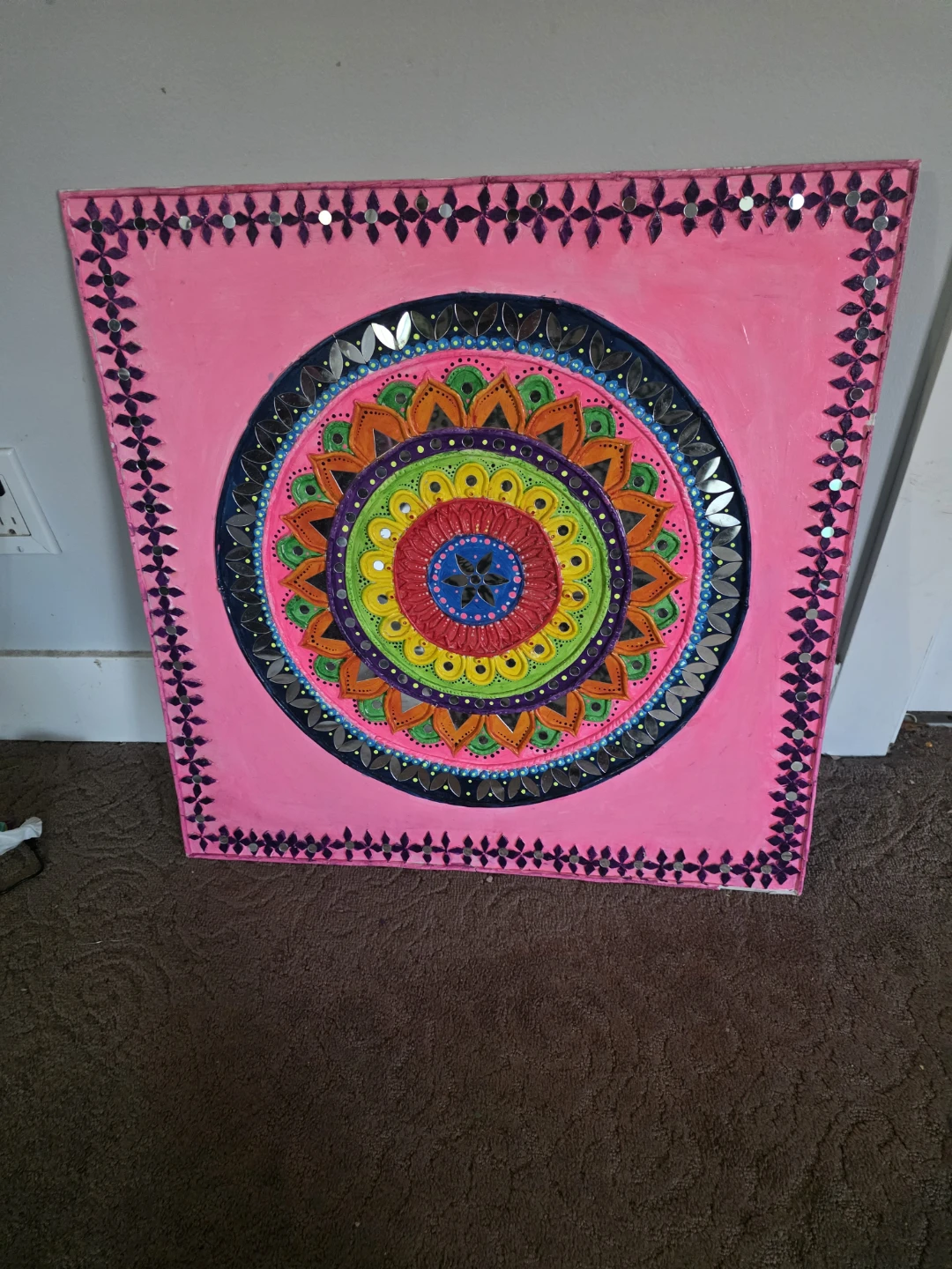 Handmade mud and mirror Mandala Wall Art