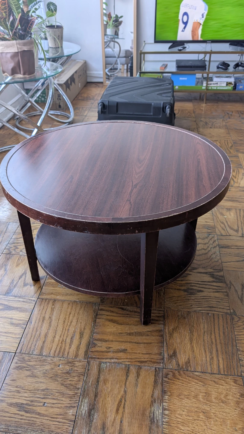 Round Brown Coffee Table - photo 2