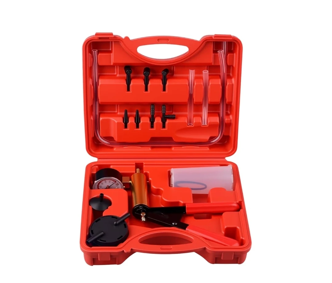 Hand Held Vacuum Pump Brake Bleeder Tester Kit, Gauge & Adapters
